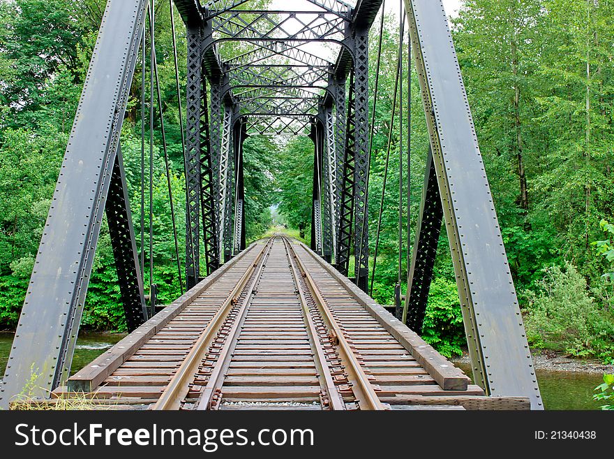 Railway trestle bridge near the Oregon coast