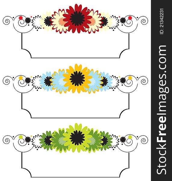 Set of floral banners in bright colors