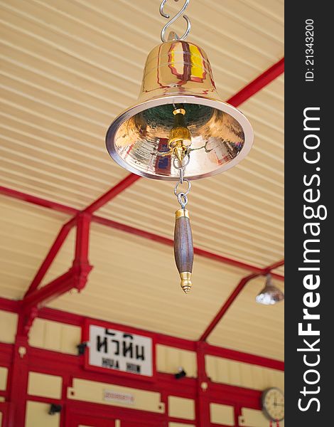 A brass bell at huahin train station. A brass bell at huahin train station.