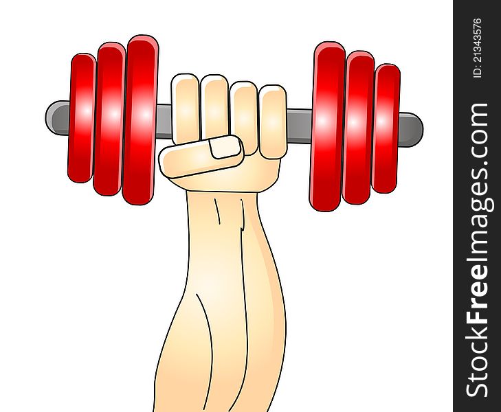 Illustration Of Muscleman Train His Arm