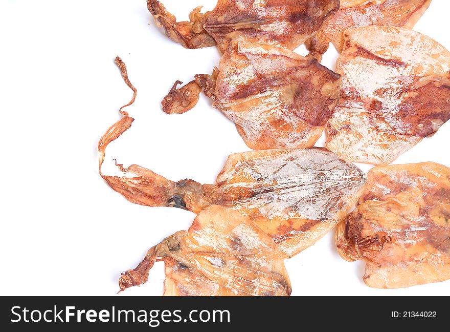 Dried squid on white background. Dried squid on white background.