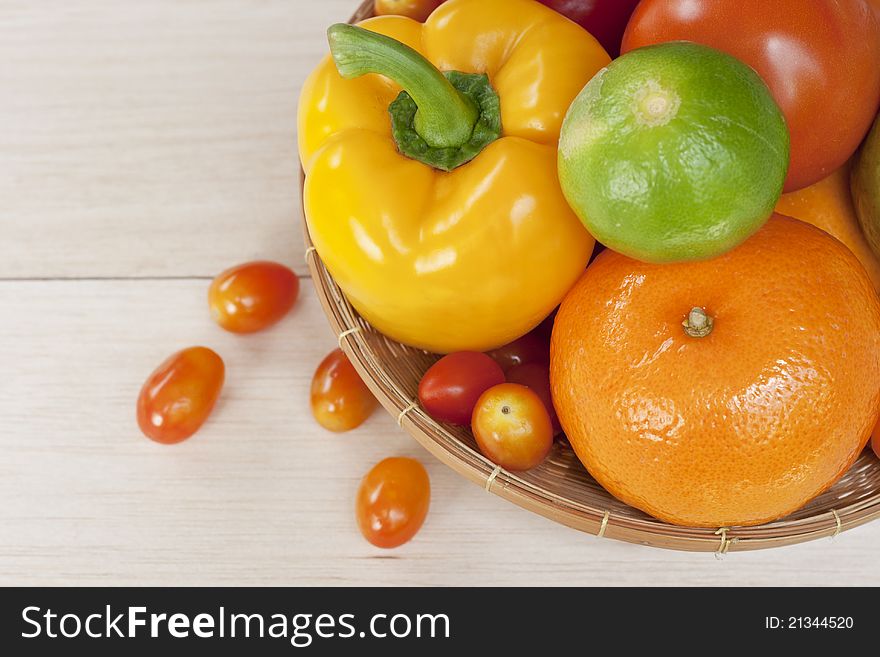 Fresh vegetables  fruit  in basket