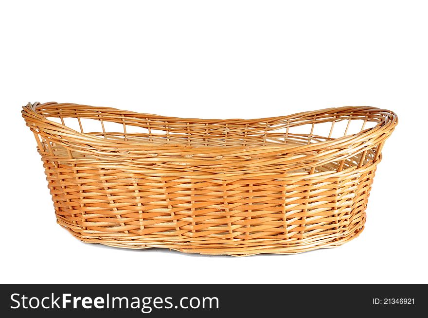 Natural willow basket isolated on white. Natural willow basket isolated on white