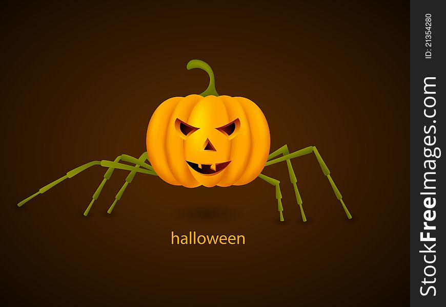 Vector picture with pumpkin spider