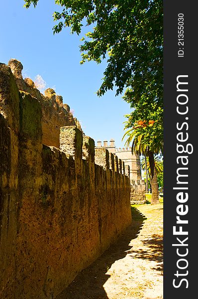 Medieval Moslem Fortress City Wall In Sevilla