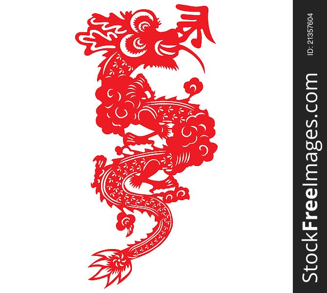 Traditional paper cut of a dragon.