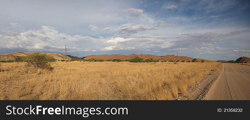 Panoramic view of semi arid desert , Namibia. Panoramic view of semi arid desert , Namibia.