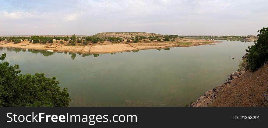 Panoramic view of the river the Senegal from Mauritania. Panoramic view of the river the Senegal from Mauritania.