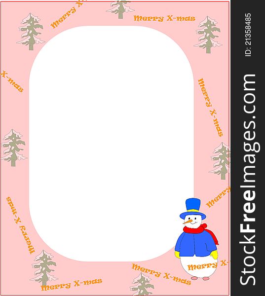 Decorative christmas frame with snowman