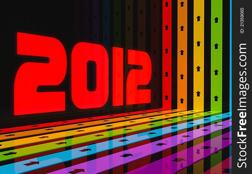 Happy 2012 and rainbow colors in perspective. Happy 2012 and rainbow colors in perspective