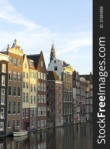 View of some colored houses in amsterdam