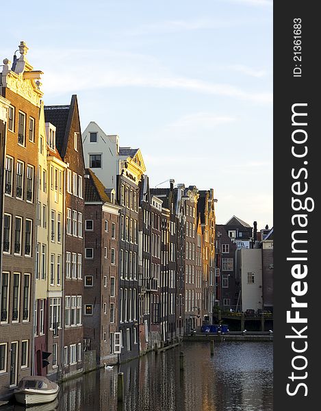 View of some colored houses in amsterdam