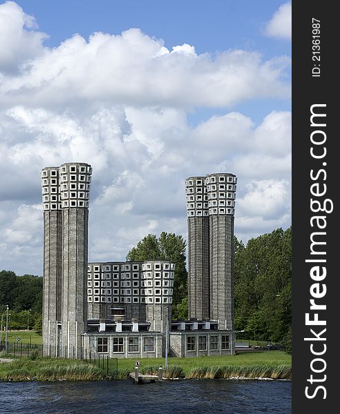 Pilot control tower in the channel of amsterdam