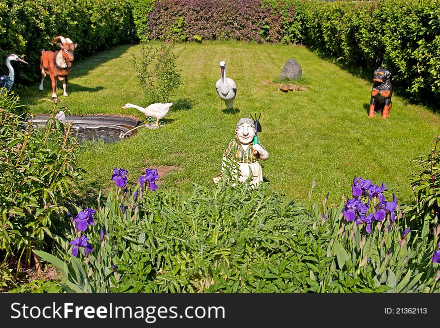 Elements of a garden landscape design, summer day