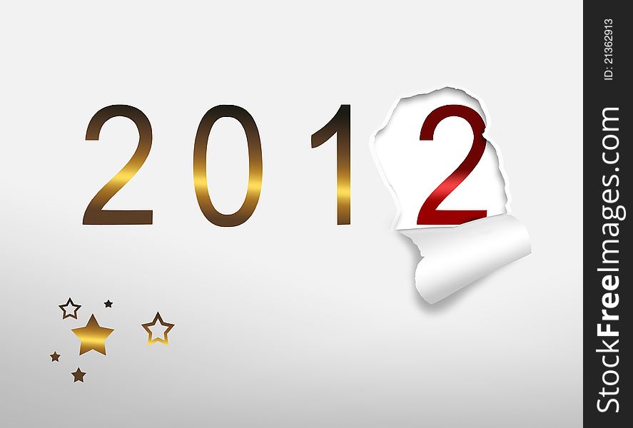 Torn paper with the coming year 2012 - a modern background. Torn paper with the coming year 2012 - a modern background