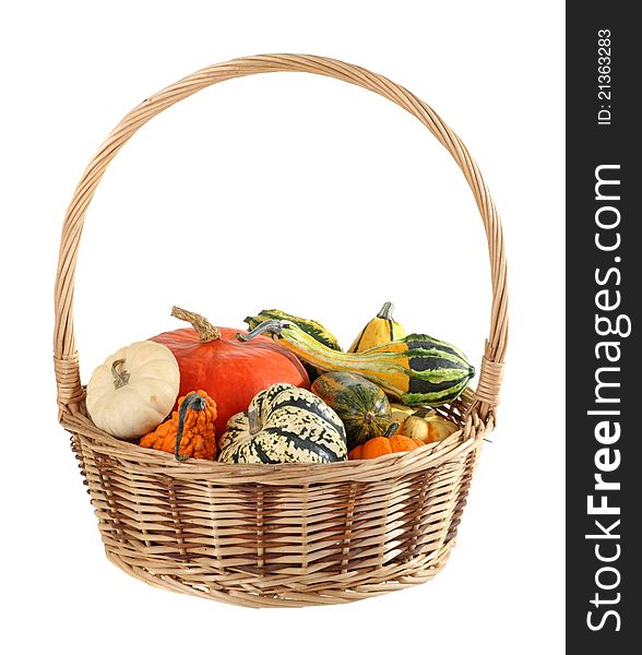 Basket Of Gourds Isolated