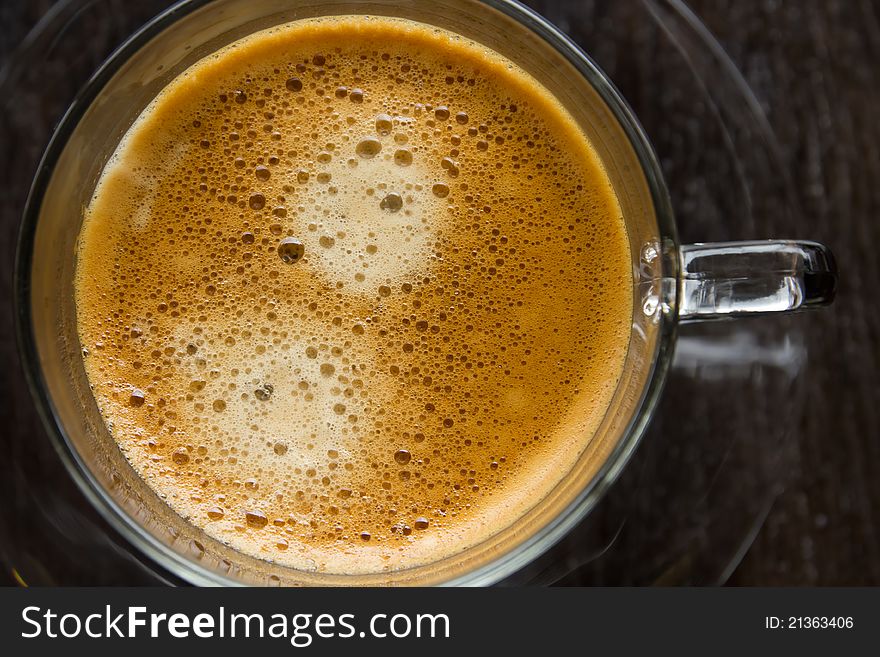 Hot coffee on black table. Hot coffee on black table