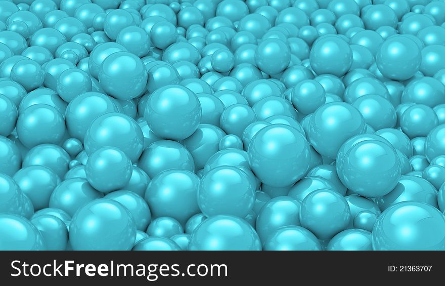 A stack of thousands of cyan colored balls. A stack of thousands of cyan colored balls.