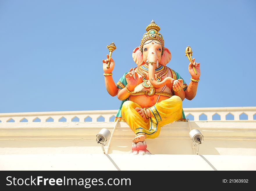 Hindu God Ganesha Sitting On The Wall