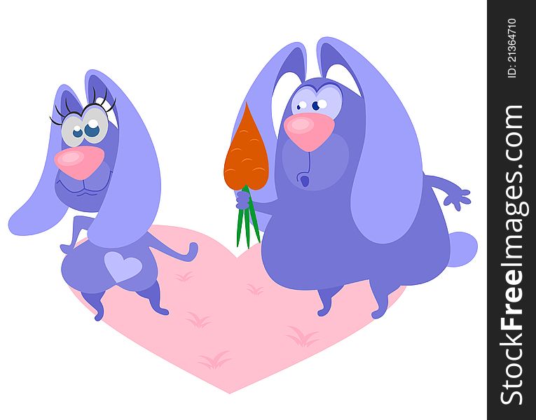 Funny rabbits on a white background. Illustration