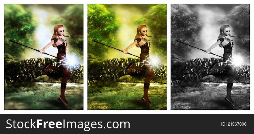 Digital beauty for your artistic creations and/or your projects Cute sorcerer with her staff. Digital beauty for your artistic creations and/or your projects Cute sorcerer with her staff