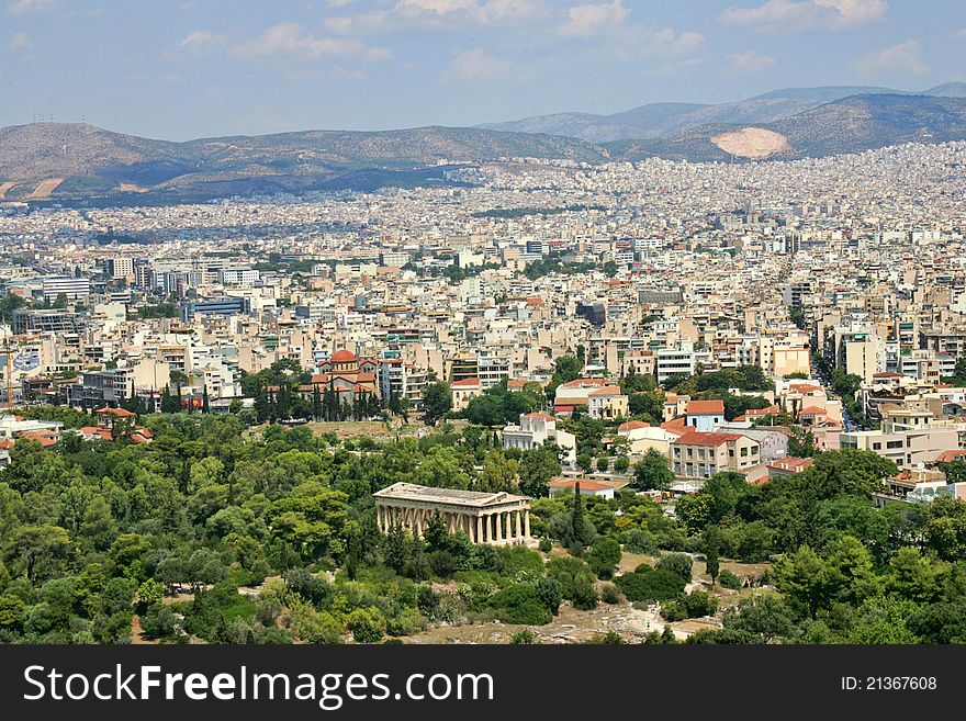 View of the city of Athens from Acropolis view point, Greece.