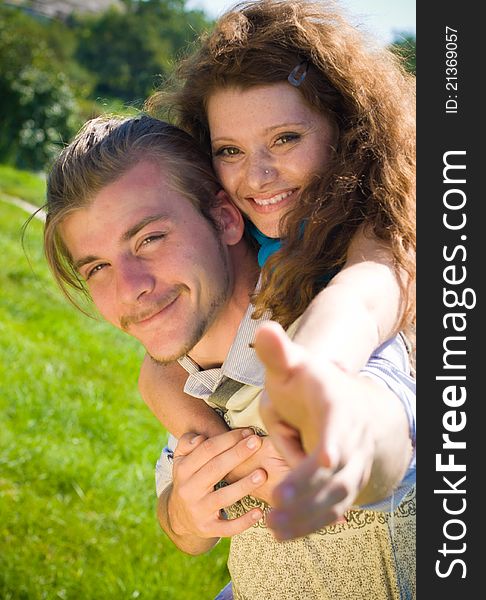 Happy couple hugging closeup portrait