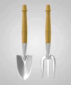 3D Tools Chrome Rack & Trowel Royalty Free Stock Photo 3D Tools Chrome Rack & Trowel Royalty Free Stock Photo