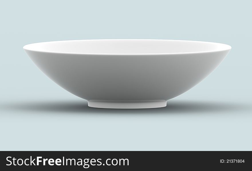 White Sphere Bowl top view on background. Isolated 3d model. White Sphere Bowl top view on background. Isolated 3d model