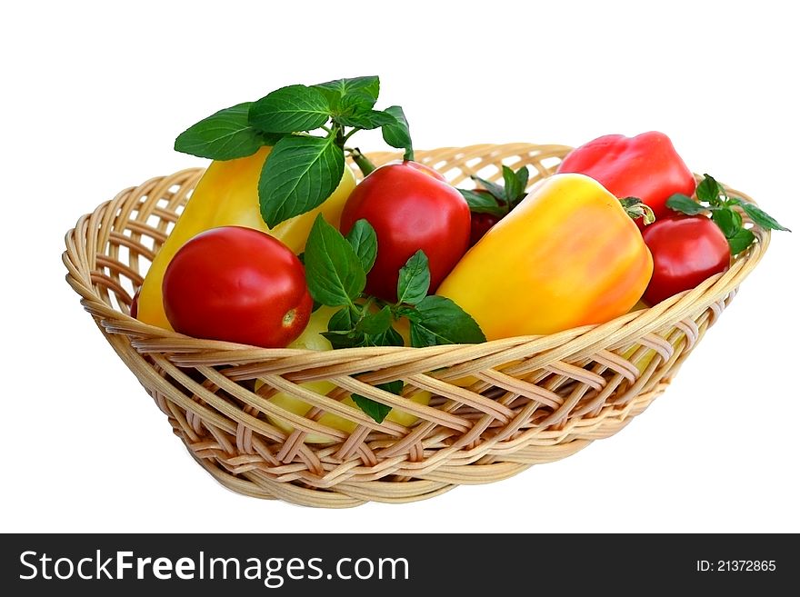 Sweet vegetables for a tasty diet food in the basket. Sweet vegetables for a tasty diet food in the basket