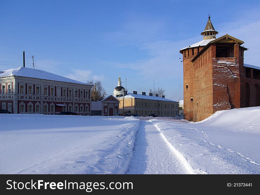 Kremlin Wall In Kolomna In Winter