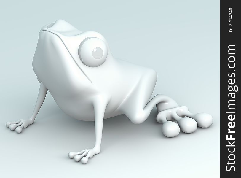White frog on background. illustration 3d model. White frog on background. illustration 3d model