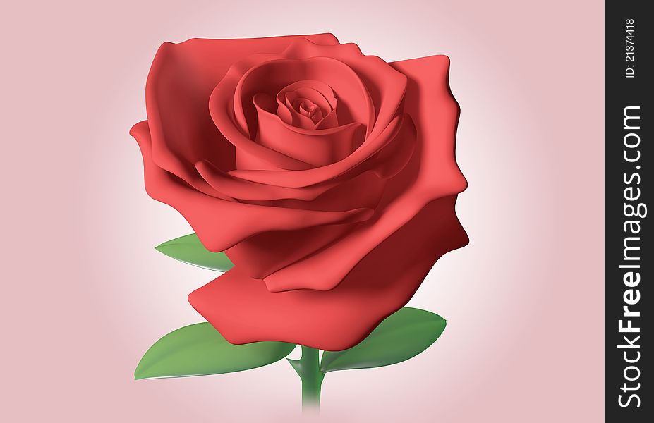 3D red rose