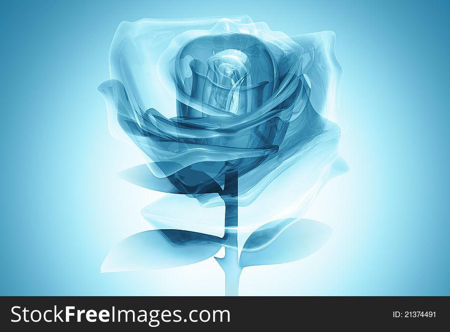 3D rose glass blue