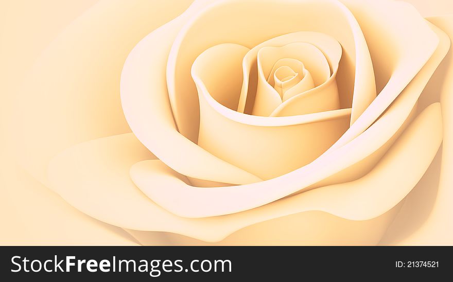 3D Light Orange Rose