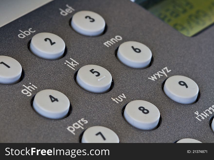 Close up a number pad of fax machine. Close up a number pad of fax machine