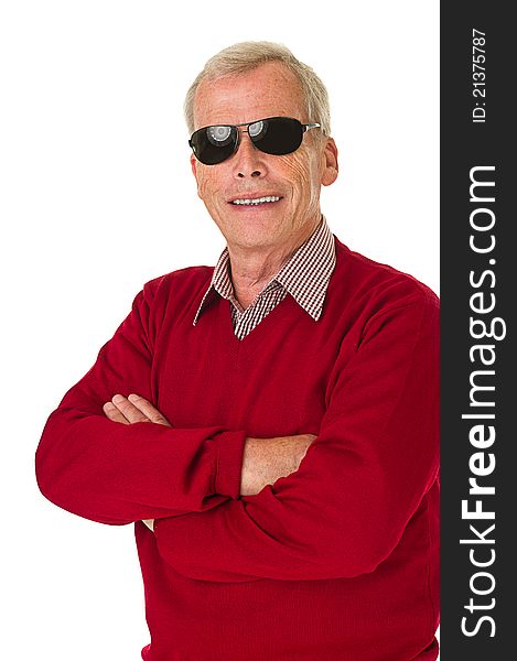 Succesfull senior with sunglasses/shades. Over a white background. Succesfull senior with sunglasses/shades. Over a white background