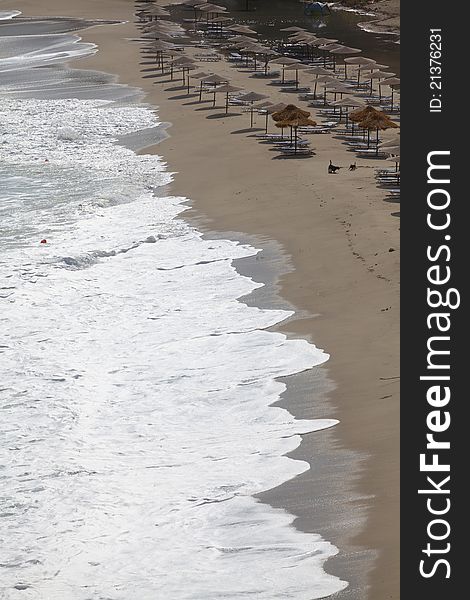 Beautiful waves in the coast ''Armenistis'' of Ikaria - Greece. Ideal for surfers because of large waves. Beautiful waves in the coast ''Armenistis'' of Ikaria - Greece. Ideal for surfers because of large waves