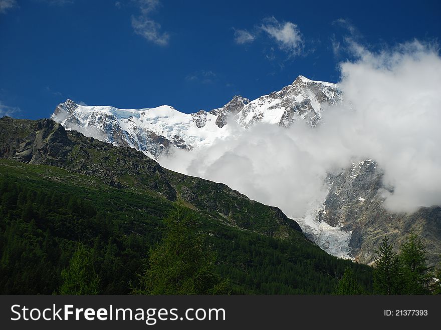 Macugnaga, Italy. View Of Monte Rosa