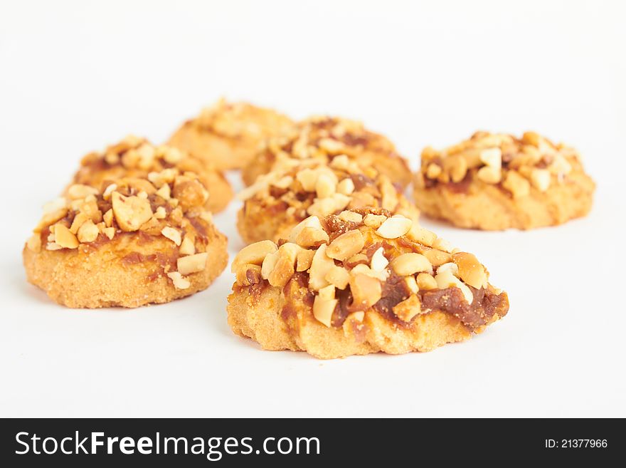 Cookies with nuts on white