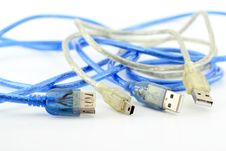 Various USB Cable Isolated On White Stock Photo