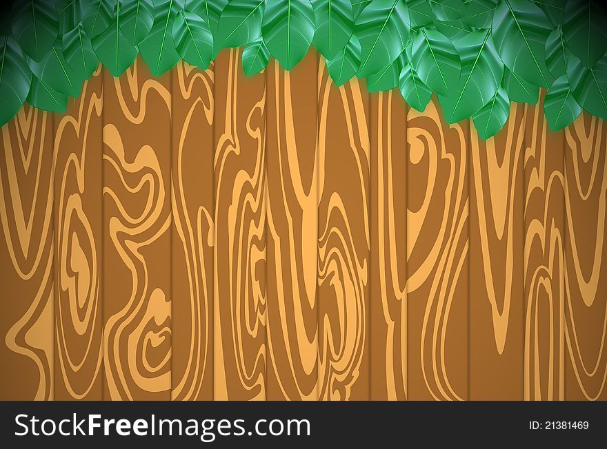 Wood and leaves for the background image. Wood and leaves for the background image