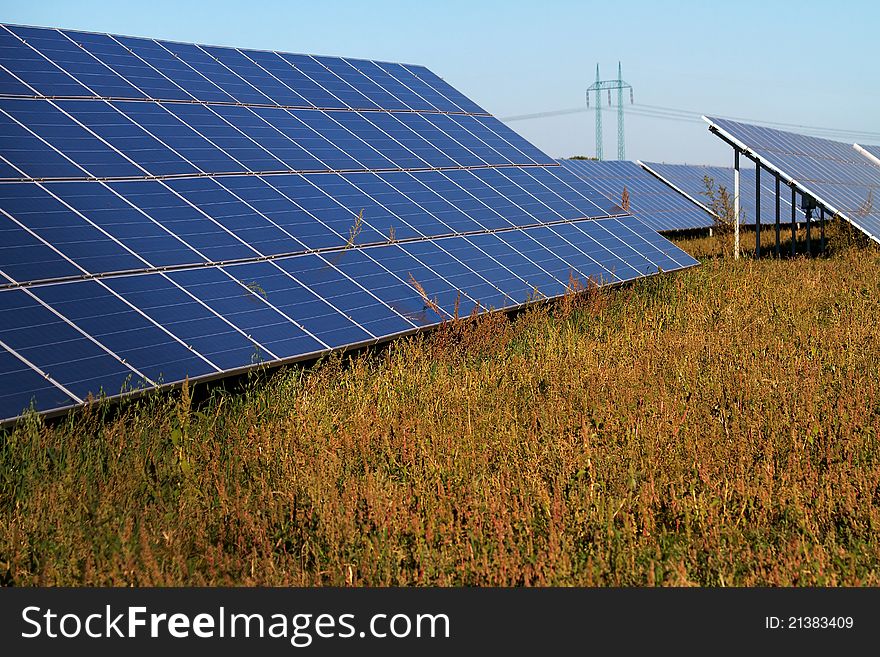 Field of ecological solar power plant. Field of ecological solar power plant