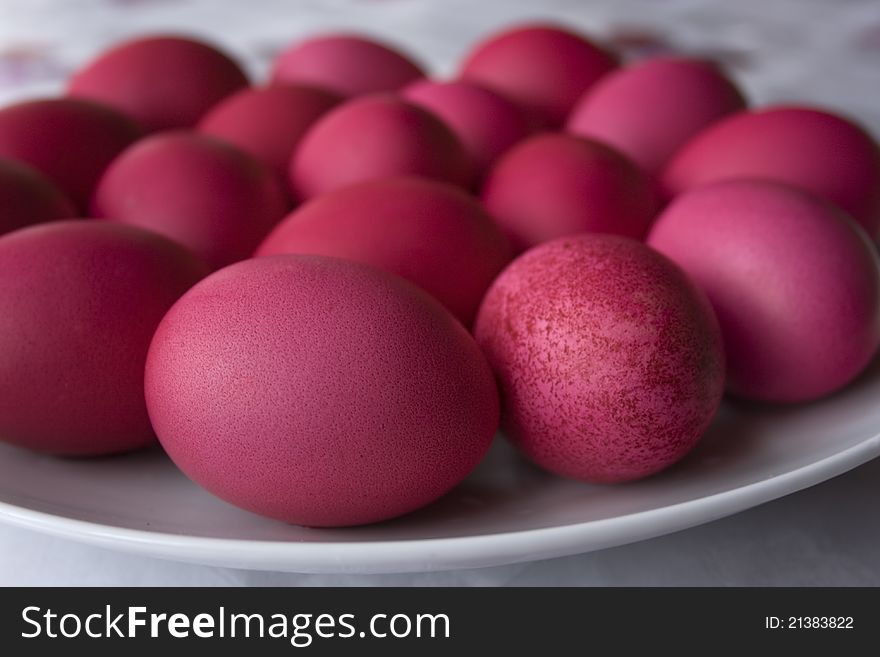Red-dyed traditional Easter eggs in Mestia, Georgia. Red-dyed traditional Easter eggs in Mestia, Georgia
