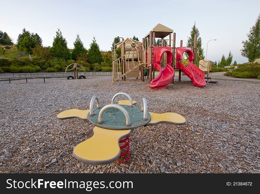 Neighborhood Public Park Children's Playground in Suburban Area