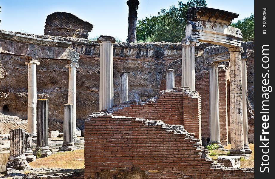 Roman columns in Villa Adriana, Tivoli, Italy