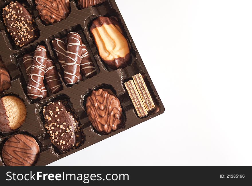 Set of chocolate cookies (closeup, background)