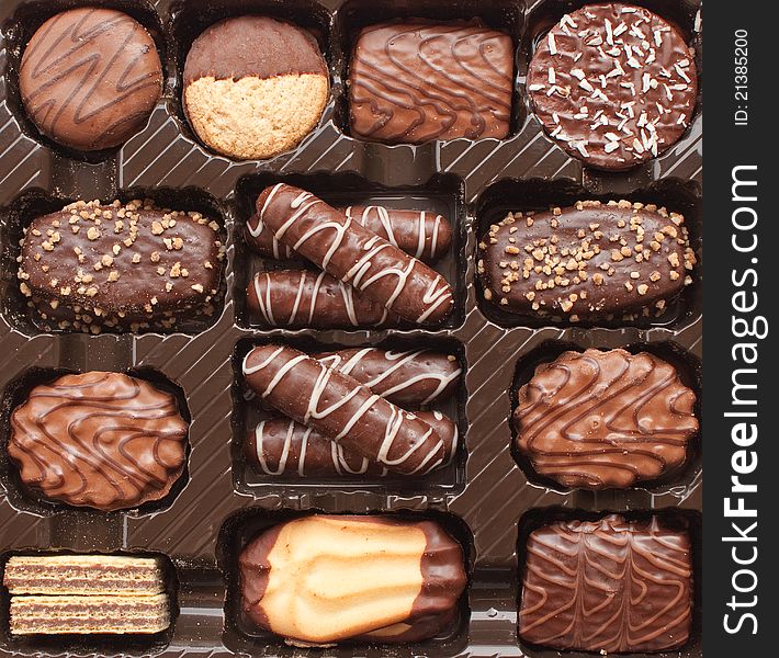 The big set of chocolate cookies (closeup, background). The big set of chocolate cookies (closeup, background)