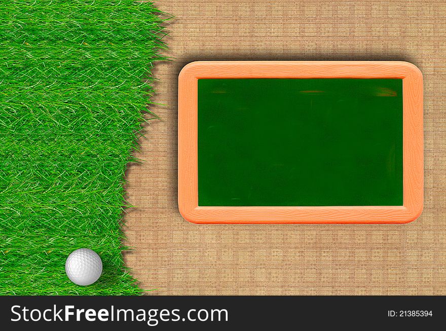Green grass with blank blackboaed on  vintage background