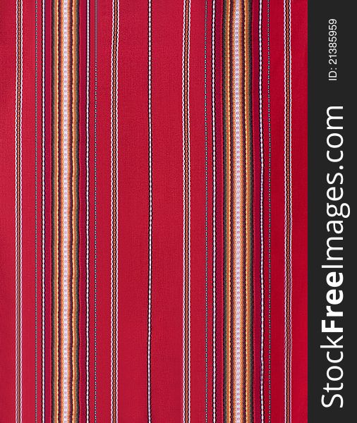 Tablecloth with folk motifs in the red range with vertical lines. Tablecloth with folk motifs in the red range with vertical lines